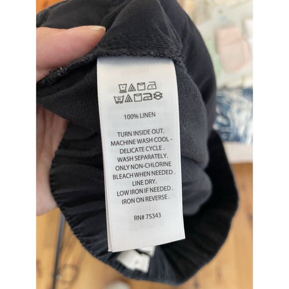 Cynthia Rowley 100% Linen Elastic Waist Loose Fit Wide Cropped Leg Women's L - Picture 8 of 8